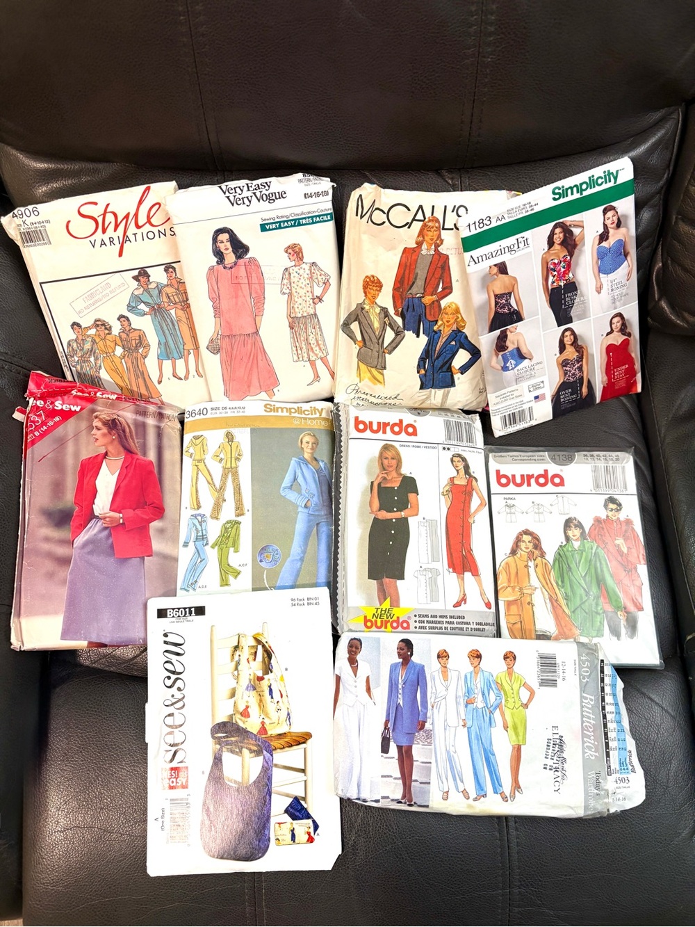 10 Sewing Patterns Lot - Burda, Vogue, Simplicity, Butterick, etc. - Uncut